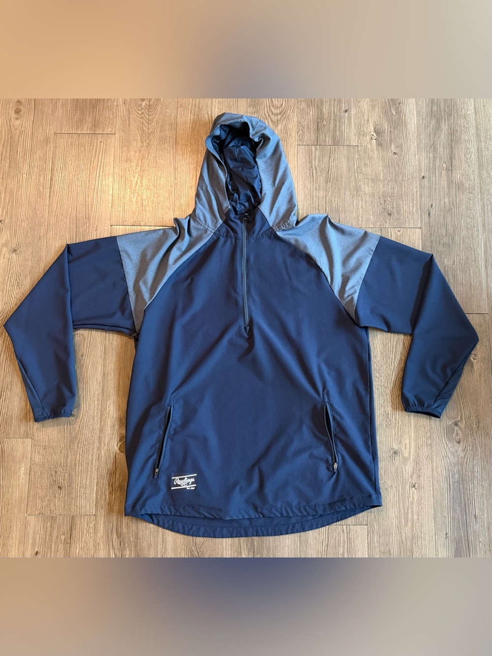 Men's Rawlings Colorsync Long Sleeve Hooded Jacket, Navy, Large